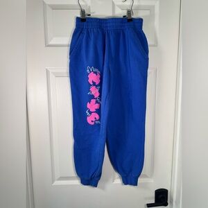 Nike Girls Colbolt Blue Joggers With Pink Groovy Logo Size Large